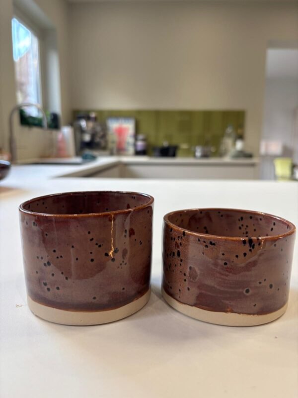 Koffiemok set 'speckled burgundy'